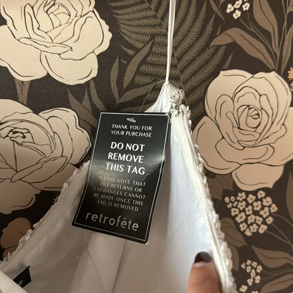 NWT retrofete Heather Dress in Silver & White size large - Picture 5 of 8